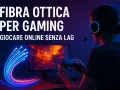 Ragazzo con cuffie e controller gioca online senza lag. Scopri quanti mbps servono per una connessione ottimale.