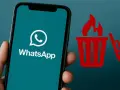 Schermo di uno smartphone con logo WhatsApp e icona di un cestino in fiamme. Guida su come svuotare il cestino del cellulare.