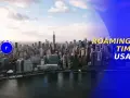 Skyline di New York con testo "ROAMING TIM USA". Un'avventura di roaming negli Stati Uniti.