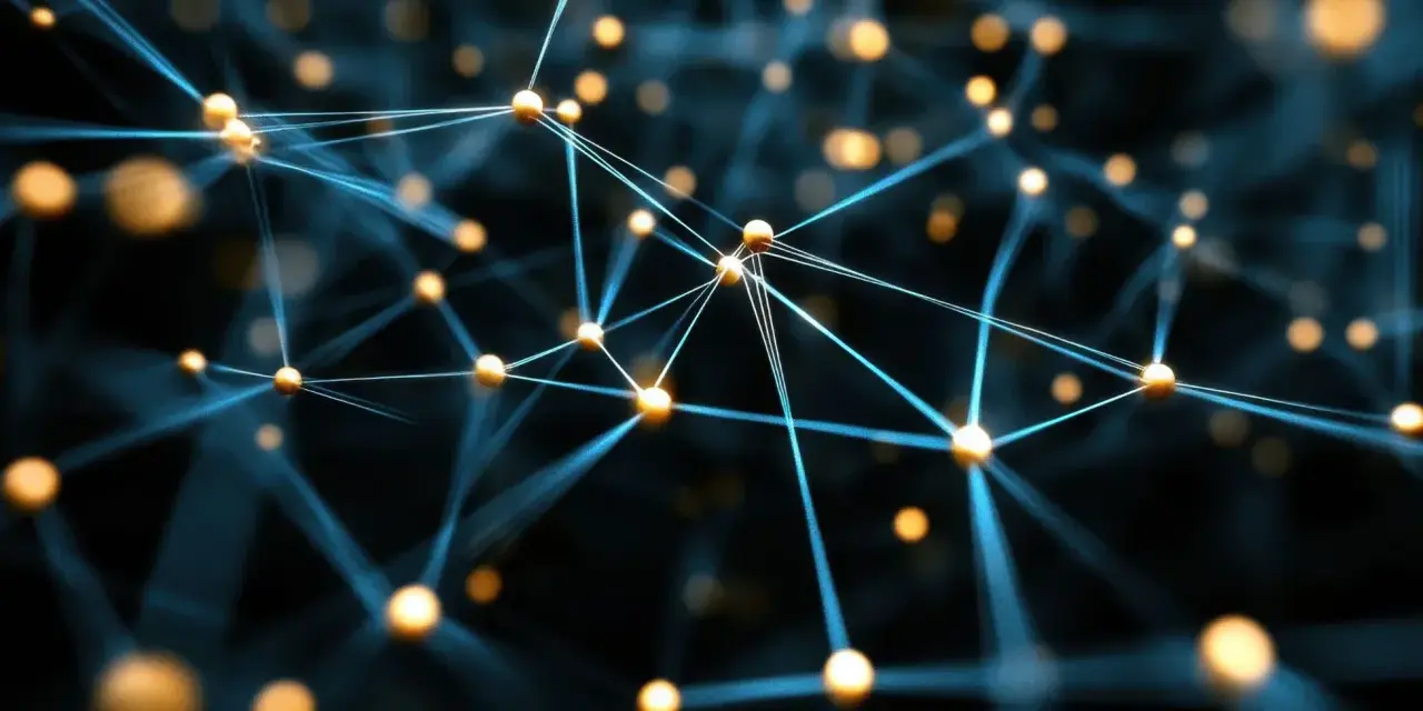 Rete di punti luminosi collegati da fili blu, che simboleggia la connettività globale e l'internet in zone non coperte.