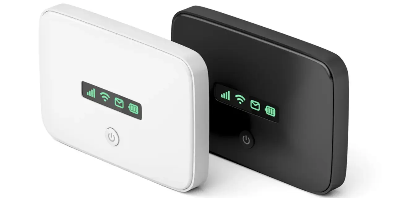 Due saponette WiFi, bianca e nera, mostrano indicatori luminosi verdi per segnale, connessione, messaggi e batteria. Ecco come funziona la saponetta WiFi.