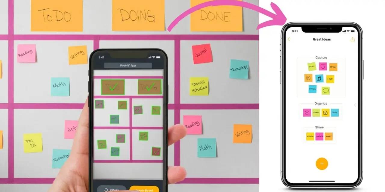 Usa il tuo post it desktop per organizzare idee e compiti, poi digitalizzali con l'app Post-it.