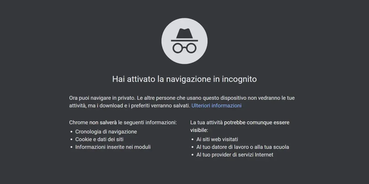 Icona di navigazione in incognito da cellulare. Ora puoi navigare in privato, ma i download e i preferiti verranno salvati.