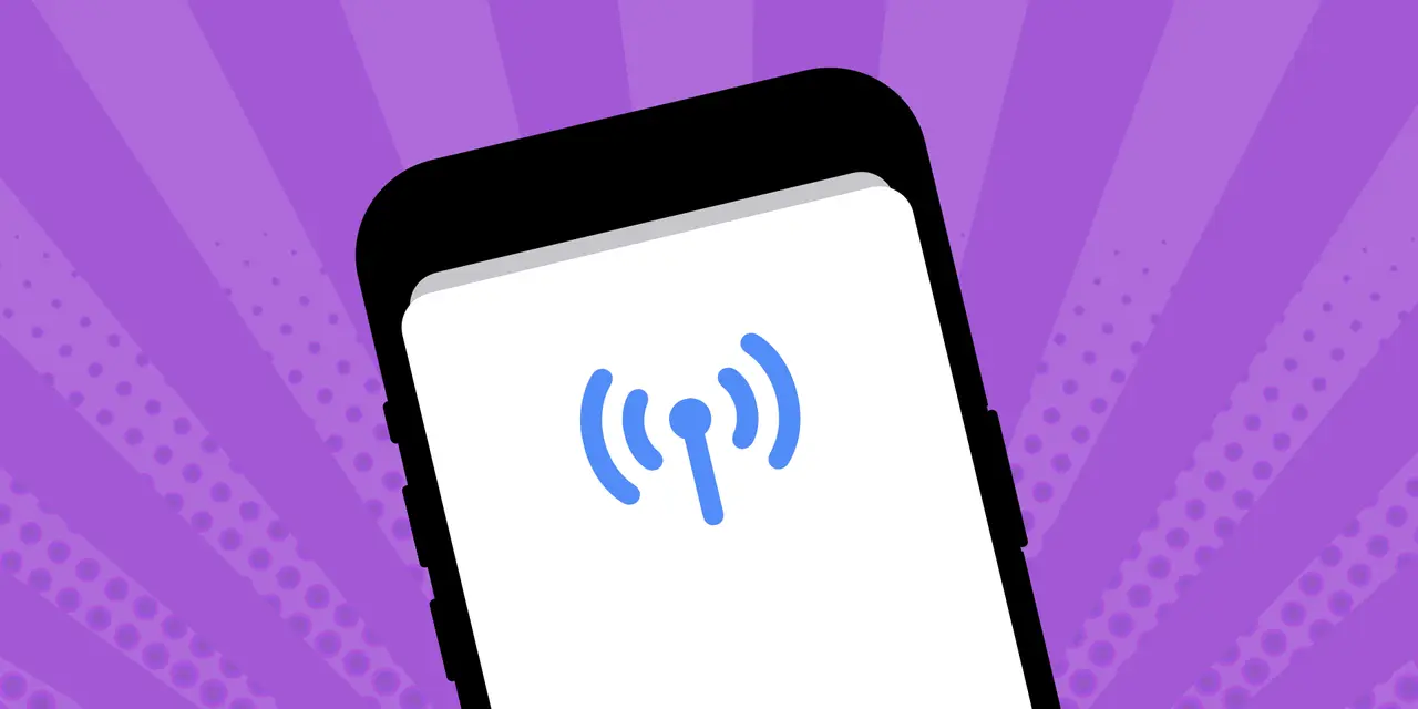 Schermata di un iPhone XR con icona segnale e sfondo viola. La tecnologia eSIM rende tutto più semplice.