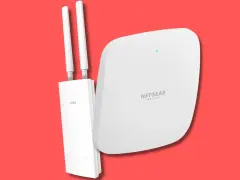 Due dispositivi per un **hot spot wifi** potente: un access point Cudy con antenne e un router Netgear Insight.