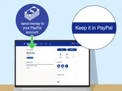 Schermata PayPal che mostra come ricaricare il tuo conto. Il saldo è di $576.00.