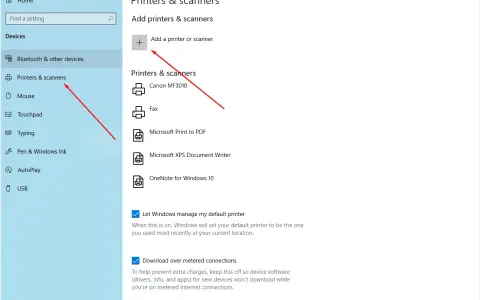 Impostazioni stampanti e scanner, per aggiungere una stampante e visualizzare il suo indirizzo IP.