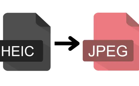 Icona che mostra la conversione da file HEIC a JPEG, con una freccia che indica il processo.