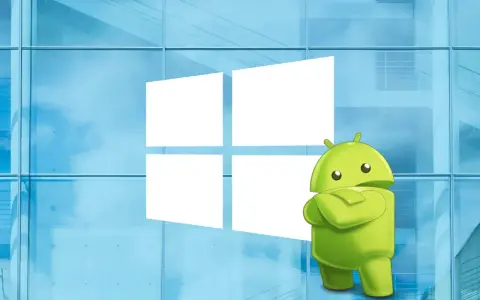 L'icona di Android si staglia fiera davanti al logo di Windows, un'unione di sistemi operativi su PC.