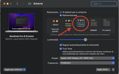 Impostazioni schermo: per come ingrandire lo schermo del pc, seleziona "Ridimensionata" e scegli la risoluzione desiderata.