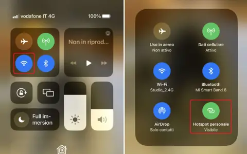 Icona hotspot personale visibile, per condividere la connessione internet.