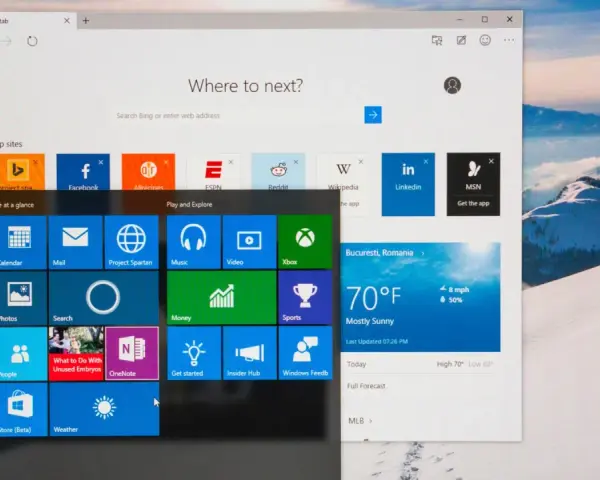 Schermata di Windows 10 con menu Start aperto, mostra app e siti web. Ideale per chi deve formattare pc Windows 10.