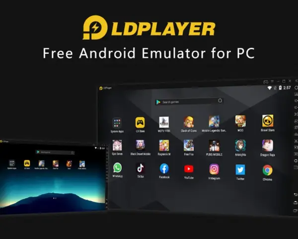 LDPlayer, un emulatore Android gratuito per PC, mostra un'interfaccia con icone di giochi popolari come PUBG MOBILE e Brawl Stars.