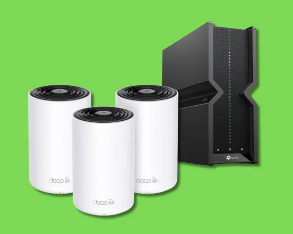 Sistema di rete mesh Deco 6E con router TP-Link. Copertura Wi-Fi potenziata per tutta la casa.