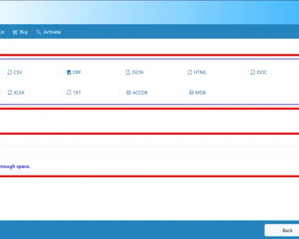 Opzioni di esportazione per convertire file XML in PDF, CSV, DOC, ecc. Seleziona il percorso di destinazione per salvare i file.