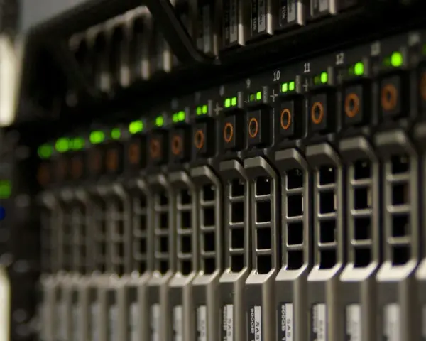 Server rack con luci verdi accese, suggerisce un'ottima connessione e zero latenza internet.