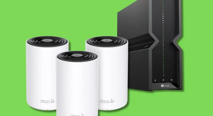 Sistema di rete mesh Deco 6E con router TP-Link. Copertura Wi-Fi potenziata per tutta la casa.