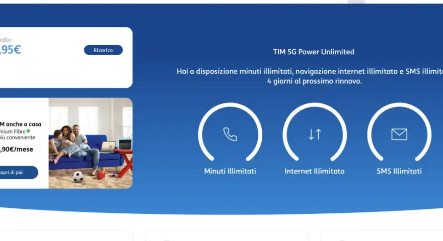 Offerta TIM 5G Power Unlimited con minuti, internet e SMS illimitati. Scopri come si possono avere due SIM con lo stesso numero.