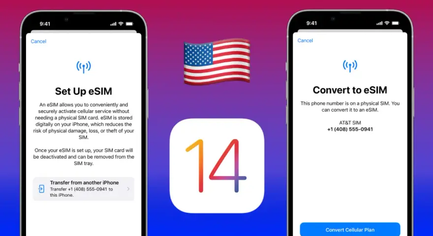 Guida per trasferire eSIM da iPhone a iPhone, con opzione per convertire SIM fisica in eSIM.