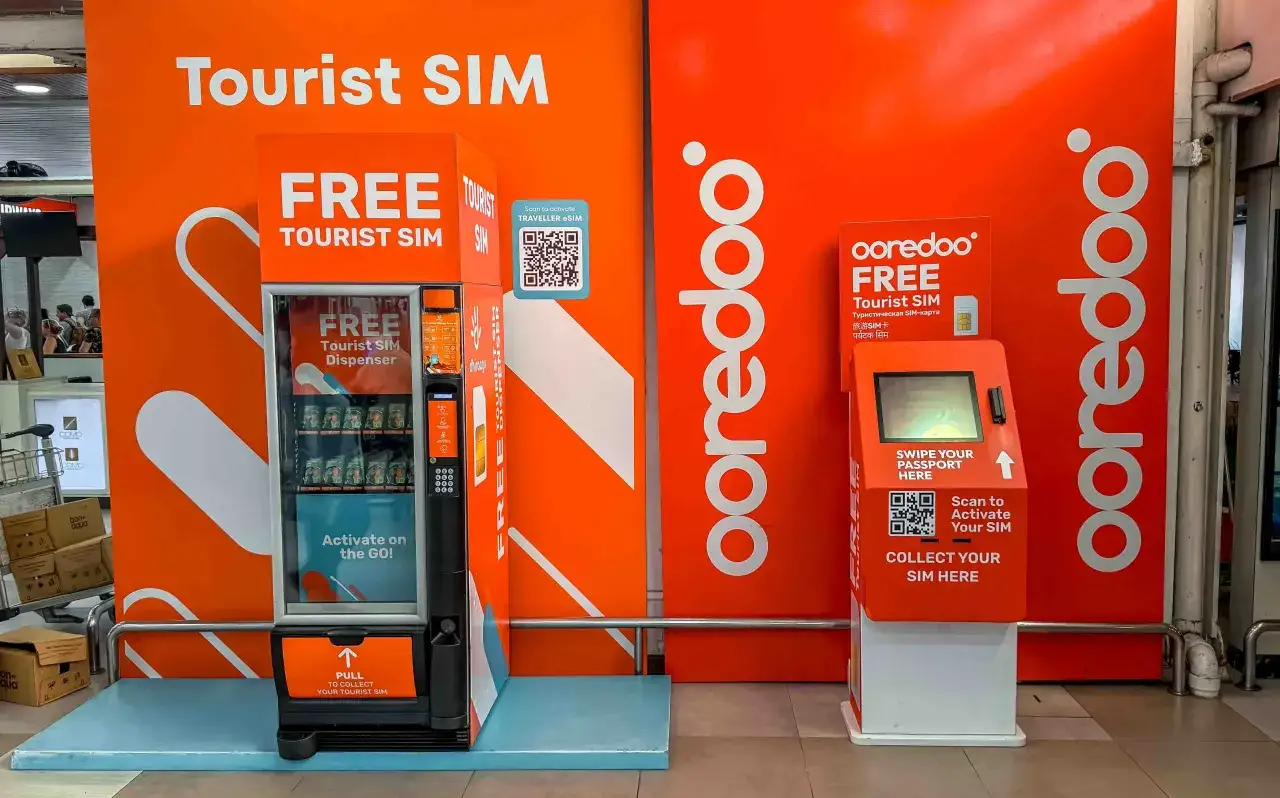 Distributori automatici per SIM turistiche Ooredoo, per avere internet alle Maldive. Attivazione rapida per i viaggiatori.