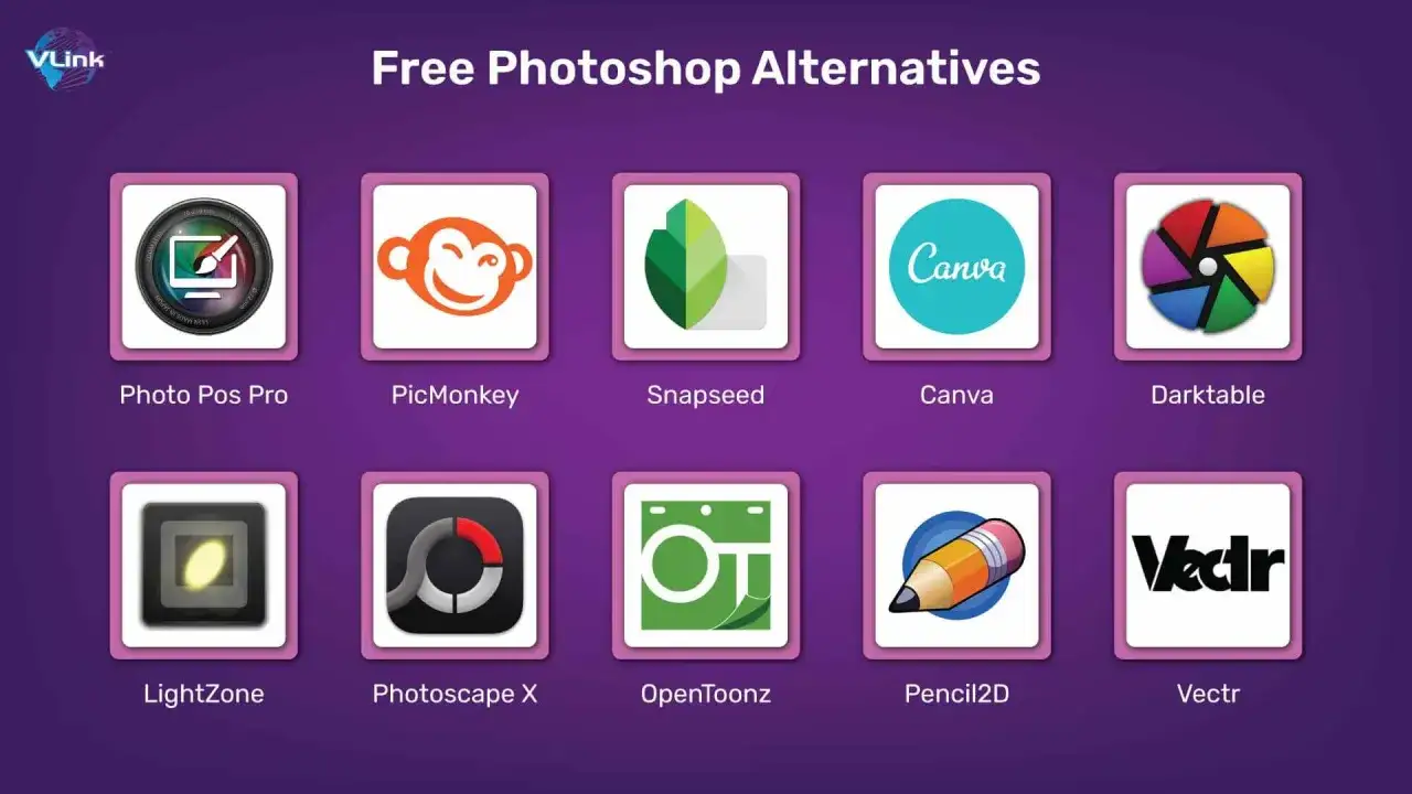 Alternative gratuite a Photoshop: Photo Pos Pro, PicMonkey, Snapseed, Canva, Darktable, LightZone, Photoscape X, OpenToonz, Pencil2D, Vectr.