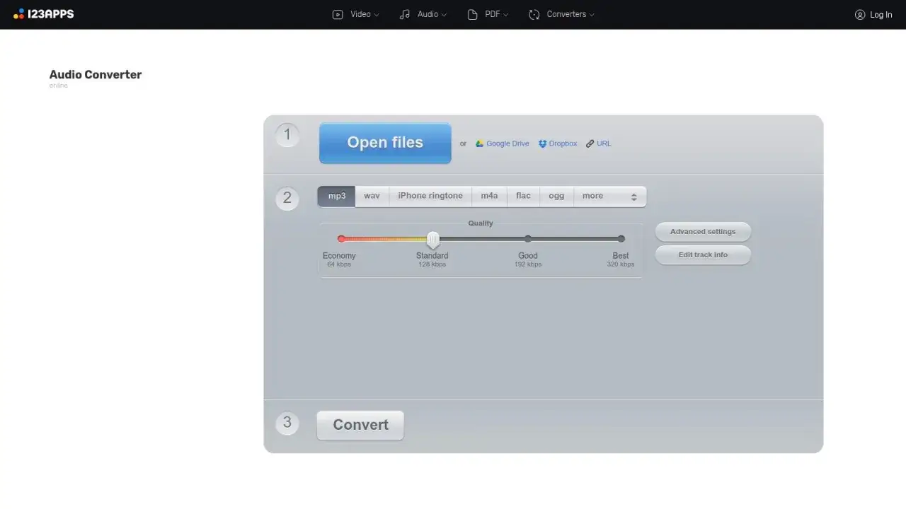Interfaccia per estrarre audio da video. Seleziona file, formato (mp3, wav, ecc.) e qualit&agrave;, poi converti.