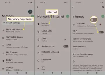 Impostazioni del telefono: "Rete e Internet" e "Hotspot & tethering".